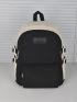 Colorblock Letter Patch Decor Functional Backpack