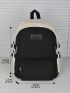 Colorblock Letter Patch Decor Functional Backpack