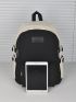 Colorblock Letter Patch Decor Functional Backpack