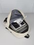 Colorblock Letter Patch Decor Functional Backpack