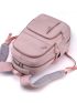 Letter Patch Decor Functional Backpack With Bag Charm