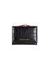 Letter Detail Crocodile Embossed Small Wallet