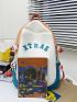 Colorblock Letter Graphic Functional Backpack