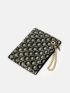 Sequins Decor Two Tone Clutch Bag