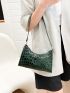 Croc Embossed Baguette Bag