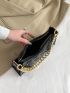 Artificial Patent Leather Quilted Baguette Bag