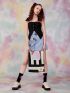 X emoji Striped Pattern Top Handle Bag