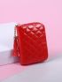 Argyle Quilted Tassel Decor Zipper Around Card Holder