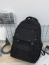 Letter Label Detail Release Buckle Decor Functional Backpack