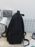 Letter Label Detail Release Buckle Decor Functional Backpack