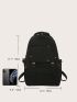 Letter Label Detail Release Buckle Decor Functional Backpack