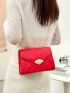 Mini Neon Red Quilted Twist Lock Flap Chain Square Bag