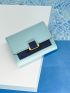 Snakeskin Embossed Metal Decor Colorblock Small Wallet