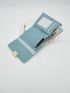 Snakeskin Embossed Metal Decor Colorblock Small Wallet