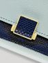 Snakeskin Embossed Metal Decor Colorblock Small Wallet