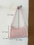 Colorblock Plaid Pattern Baguette Bag