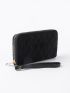 Argyle Quilted Zipper Around Velvet Long Wallet