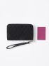 Argyle Quilted Zipper Around Velvet Long Wallet