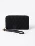 Argyle Quilted Zipper Around Velvet Long Wallet