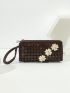 Flower & Bead Decor Long Wallet
