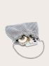 Mini Rhinestone Decor Ruched Bag