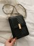 Mini Chevron Metal Lock Square Bag