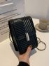 Mini Chevron Metal Lock Square Bag