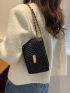 Mini Chevron Metal Lock Square Bag