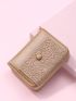 Flower Embossed Snap Button Small Wallet