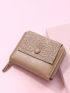 Flower Embossed Snap Button Small Wallet