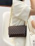 Letter Graphic Snap Button Square Bag