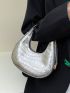Metallic Crocodile Embossed Hobo Bag