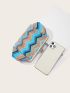 Chevron Pattern Kiss Lock Straw Bag