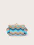 Chevron Pattern Kiss Lock Straw Bag