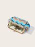 Chevron Pattern Kiss Lock Straw Bag