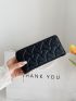 Geometric Embossed Zipper Long Wallet