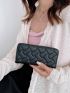 Geometric Embossed Zipper Long Wallet