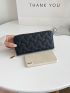 Geometric Embossed Zipper Long Wallet