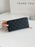 Geometric Embossed Zipper Long Wallet