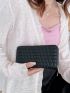 Geometric Embossed Zipper Long Wallet