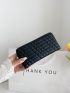 Geometric Embossed Zipper Long Wallet