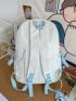 Colorblock Letter Graphic Functional Backpack With Bag Charm
