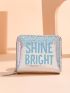 Letter Graphic Glitter Small Wallet