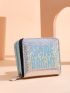 Letter Graphic Glitter Small Wallet