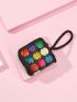 Colorblock Button Detail Coin Case