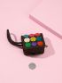 Colorblock Button Detail Coin Case