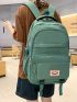 Frog Button & Letter Patch Decor Functional Backpack