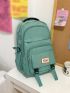 Frog Button & Letter Patch Decor Functional Backpack