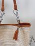 Tassel Decor Straw Bag