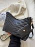 Chevron Quilted Hobo Bag With Coin Purse